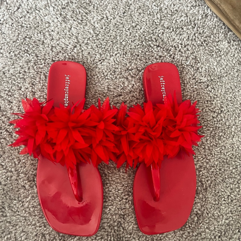 Jeffrey Campbell Red Floral Sandals size 8